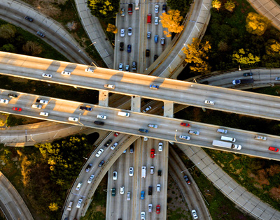 Roadway aerial view